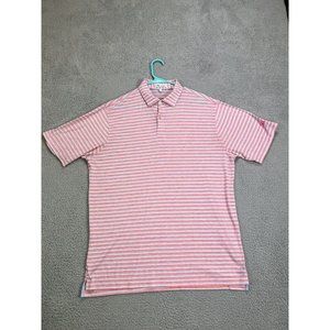 Peter Millar Polo Shirt Adult Large L Pink/Blue Striped Rugby Golf Golfing Men's